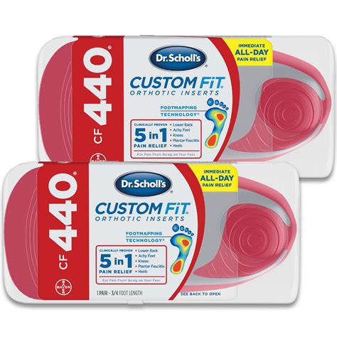 Scholls&174; Custom Fit&174; Orthotics 34 Length Inserts, CF 440, Customized for Your Foot & Arch, Immediate All-Day Pain Relief, Lower Back, Knee, Plantar Fascia, Heel, Insoles Fit Men & Womens Shoes. . Dr scholls cf 440